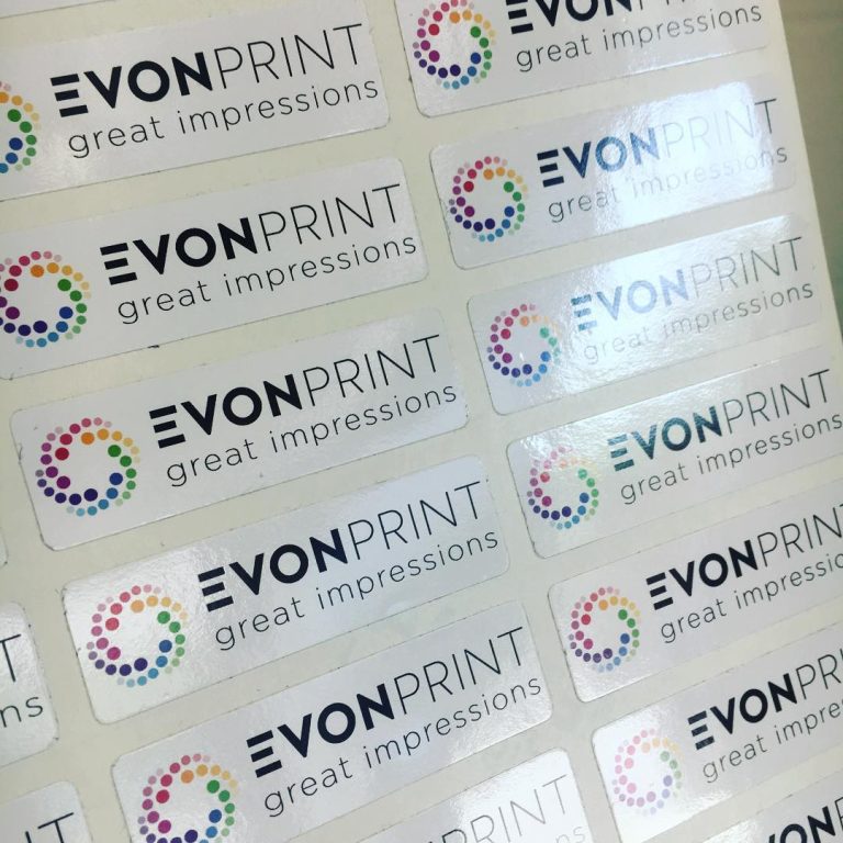 Custom glossy vinyl labels for photo printing service – branded waterproof stickers