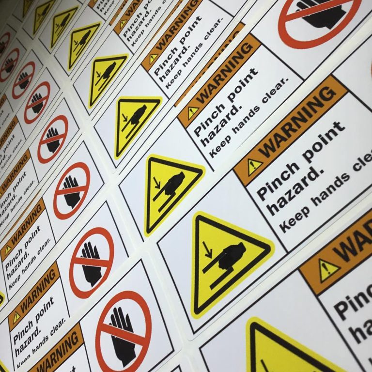 Custom high tack glossy vinyl machinery warning labels – clear branded safety stickers