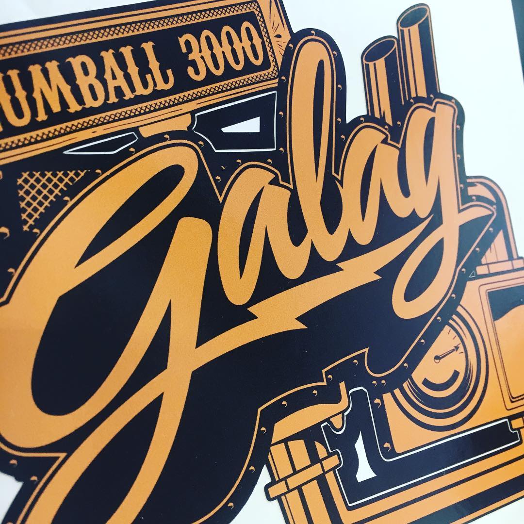 Custom high tack glossy vinyl Gumball Rally car stickers – orange and black branded labels