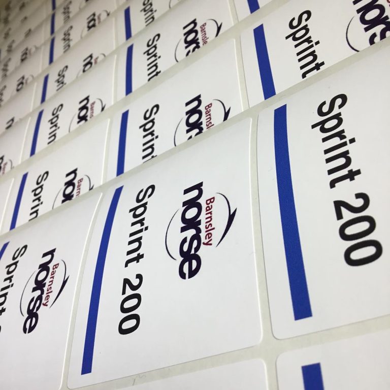 Custom high tack glossy vinyl internal competition labels – branded waterproof stickers