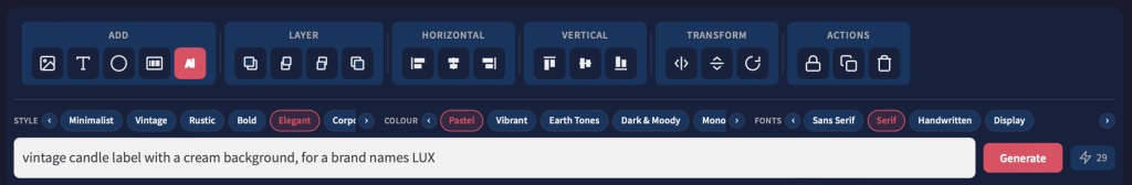 Designing labels and stickers with Ai. Simply enter a prompt and we'll create an editable label for you.