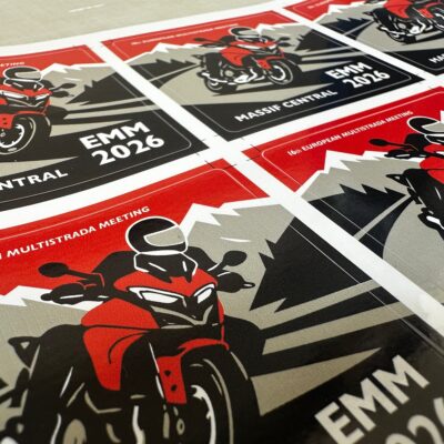Motorbike event labels — Waterproof Stickers with a Glossy Finish