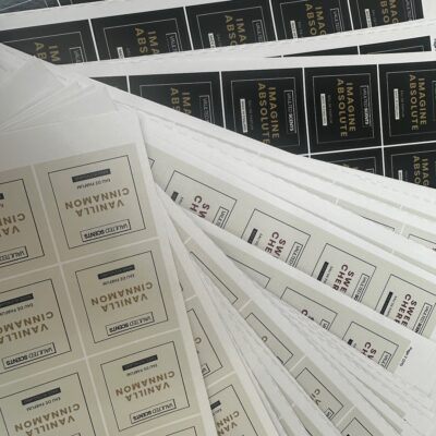 Scent labels, multiple designs in a square finish — Waterproof Stickers with a Matt Finish