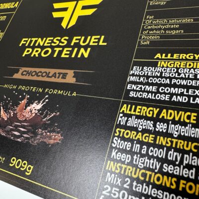 Supplement labels with a deep black background — Waterproof Stickers with a Matt Finish